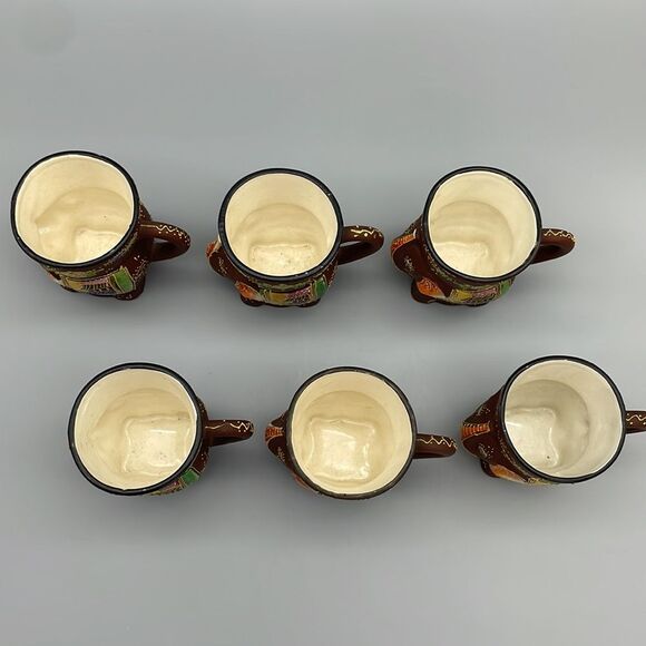 1920s Japanese Satsuma 6 Elephant Tea Cups Hand Painted Porcelain Figurine - Picture 7 of 15